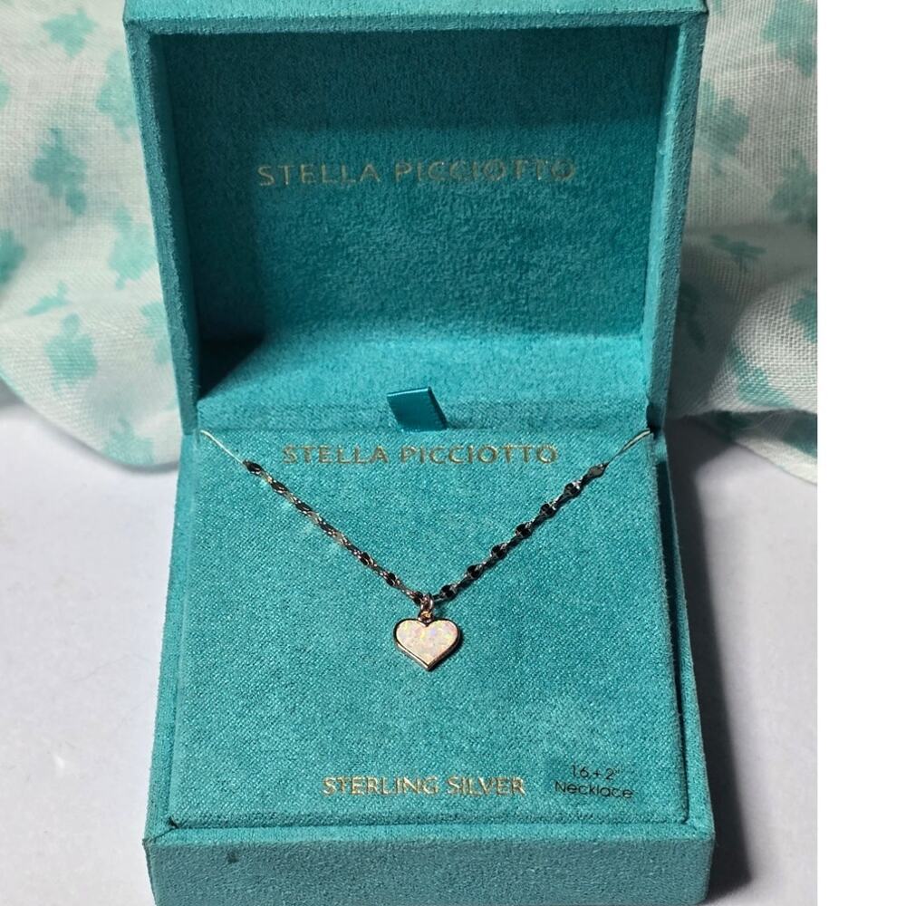 Stella Picciotto Opal Heart Necklace 925 Sterling Silver NWT Classic Romantic
